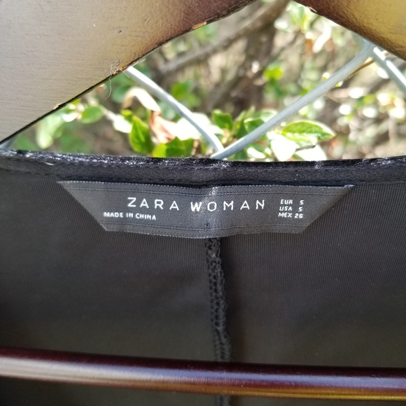 Zara black velvet wrap dress mini puff sleeve S - Picture 7 of 17